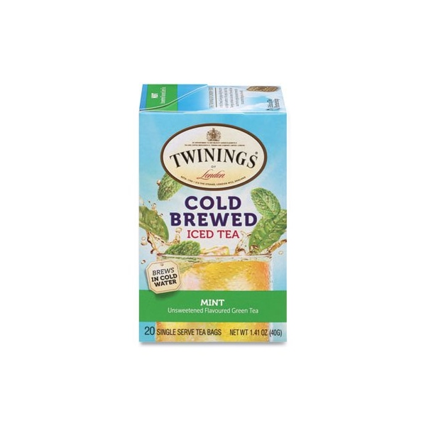 Twinings North America Cold Brew Iced Tea Bags, Mint, 0.07 Oz Tea Bag, 20PK 51335 - main